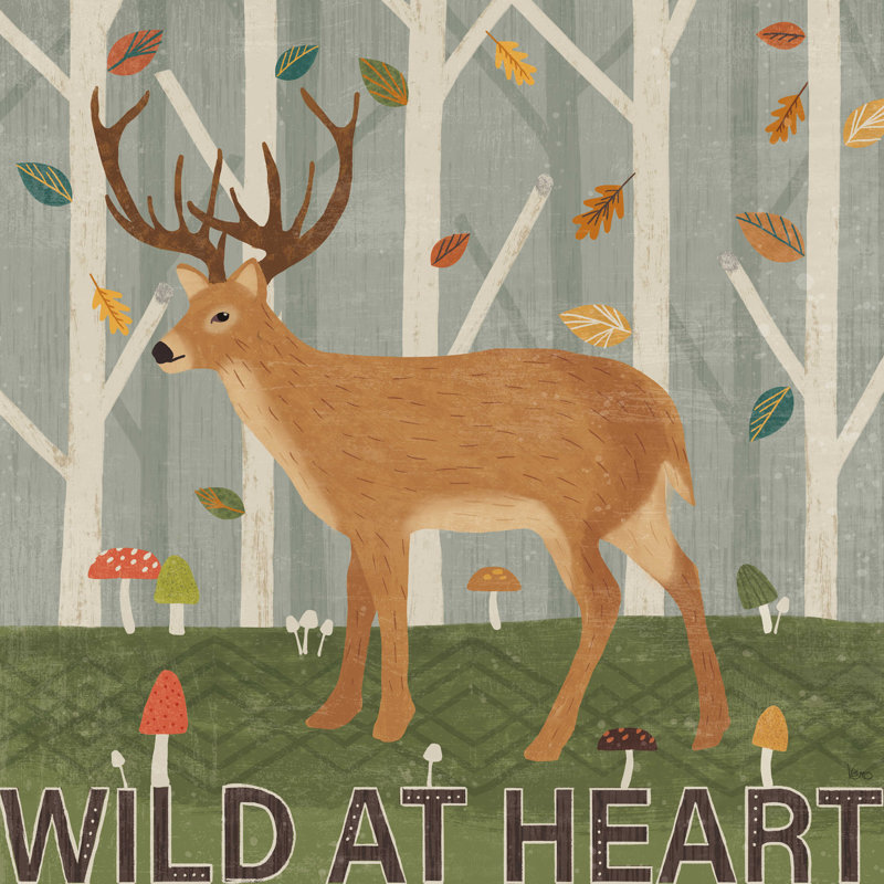 «Woodland Joy V» par Véronique Charron, reproduction sur toile tendue, H 36 po x l 36 po, Non, Cadre flottant doré