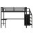 Queen Size Loft Bed With L-Shaped Desk And USB, Metal Loft Bed With Wardrobe And Adjustable Shelf