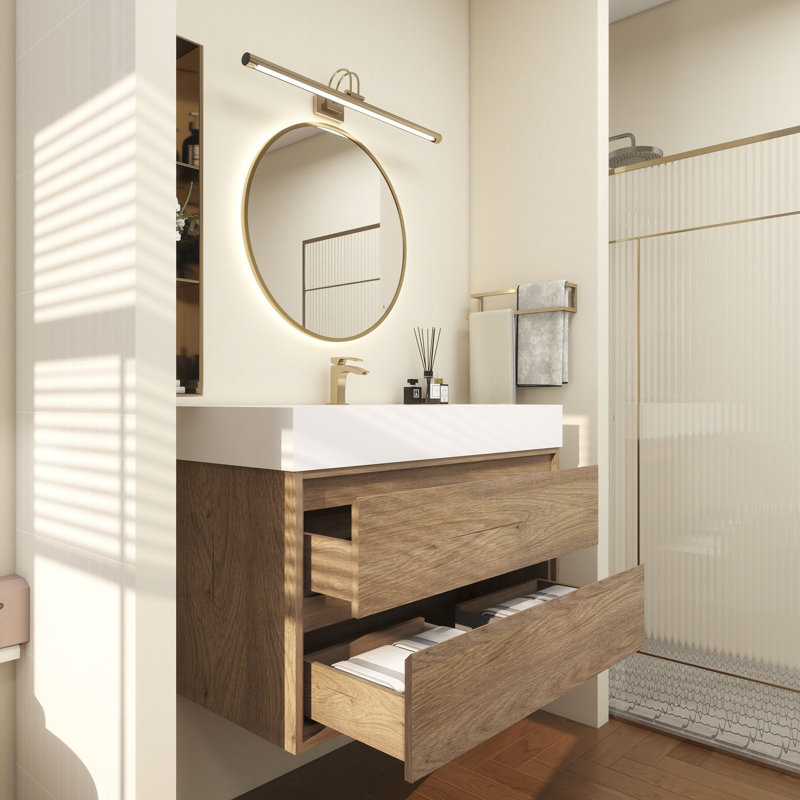 Base de meuble-lavabo Victoria seulement, Chêne et teck