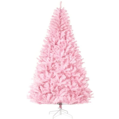 7-Foot Pre-Fluffed Artificial Pink Christmas Tree with Auto-Open Branches and Wide Shape for Festive Indoor Holiday Decor