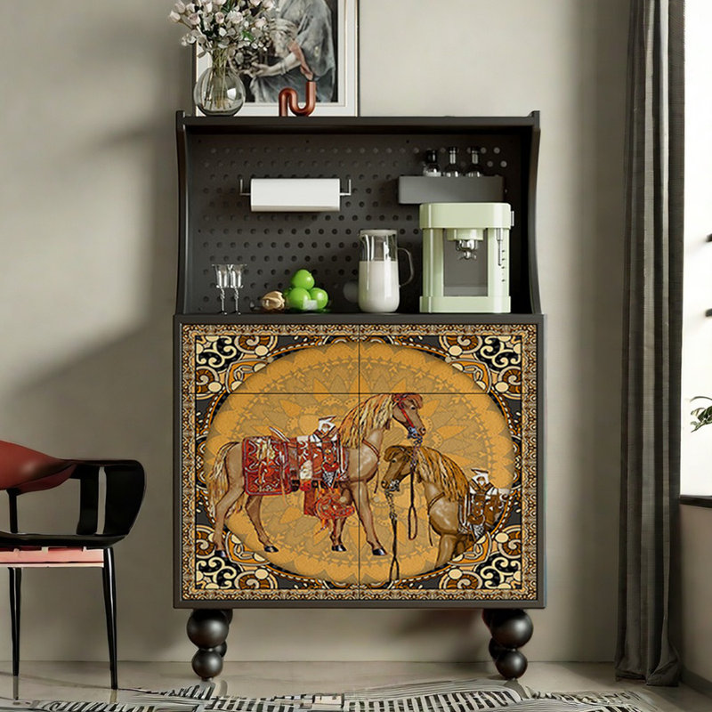 Vintage Accent Storage Sideboard Cabinet, Black
