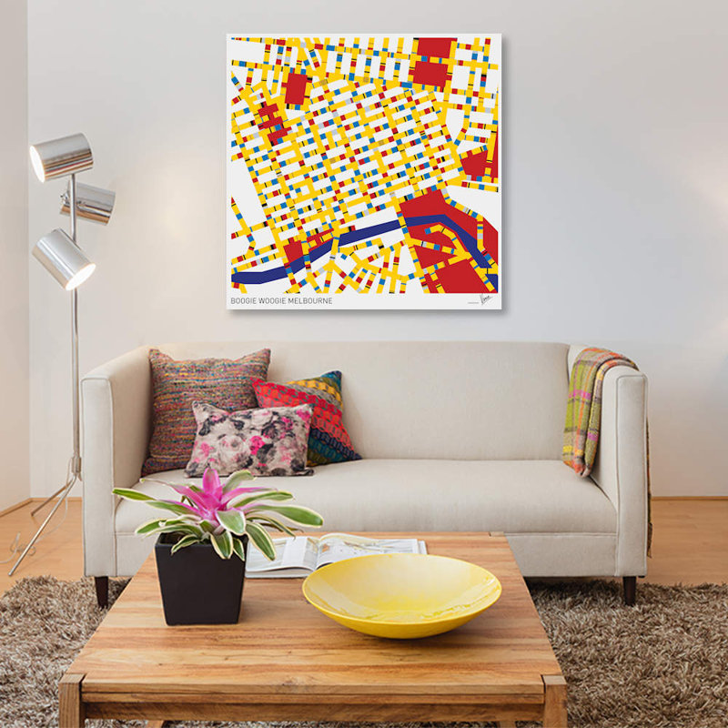 « sommier woogie melbourne », impression sur toile, H 12 po x l 12 po x P 1,5 po, Toile tendue, Pas de tapis