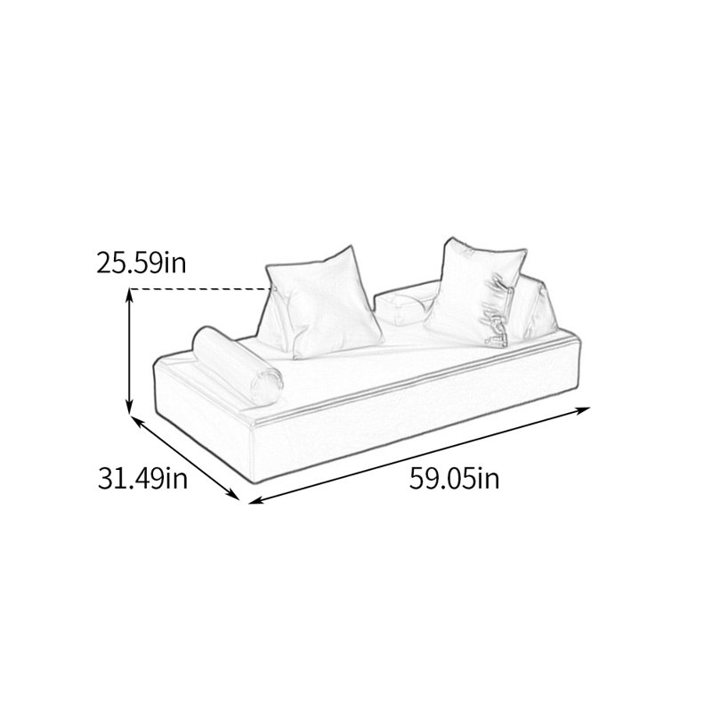 Chaise longue intérieure confortable, siège large, Accoudoir à droite (vu de face), Beige
