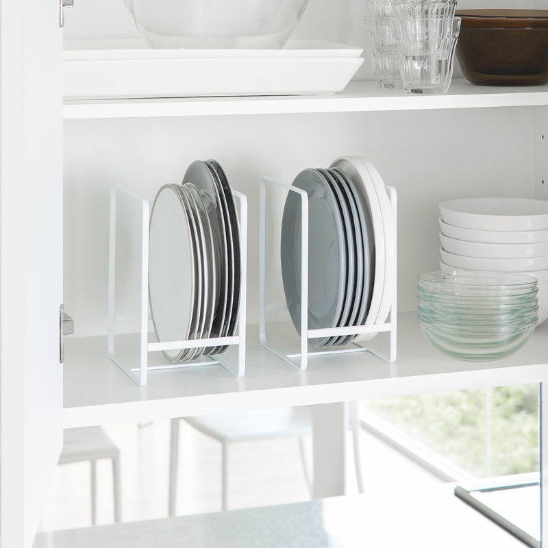 Yamazaki Home Plate Rack/Dish Stand/Dish Storage/Plate Holder, Large, Steel, Large, White