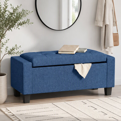 Polyester Blend Upholstered Bench