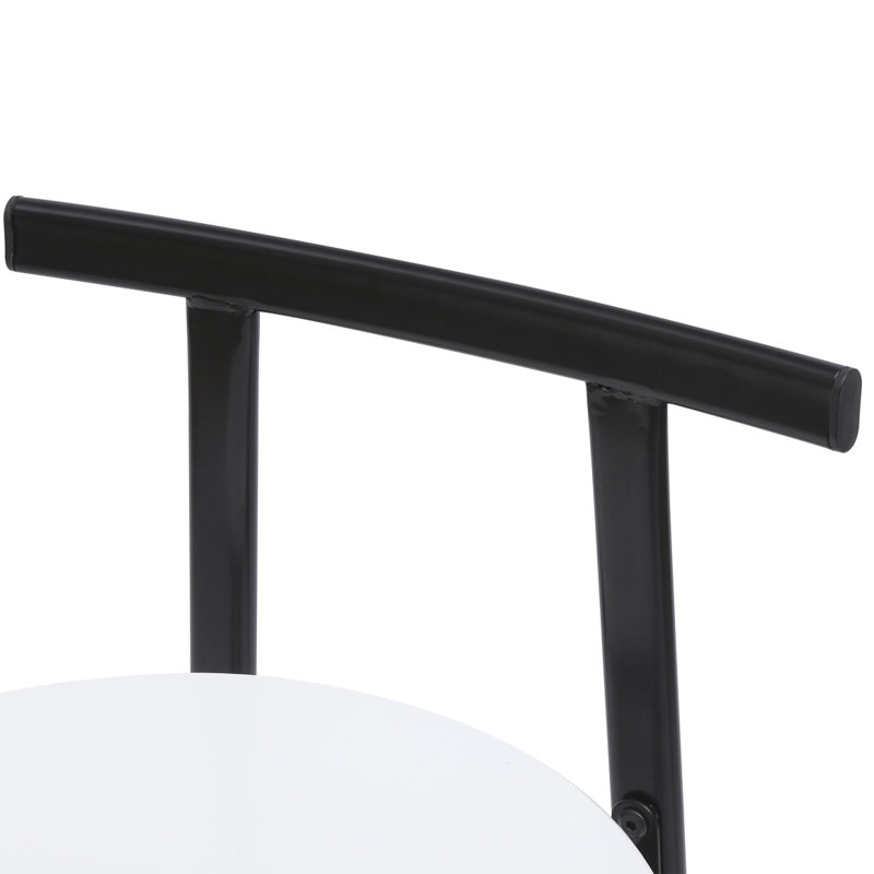 Ensemble de 3 tabourets de bar avec dossier pour la salle à manger (noir), Blanc