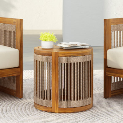 Table d'appoint d'extérieur en bois d'acacia