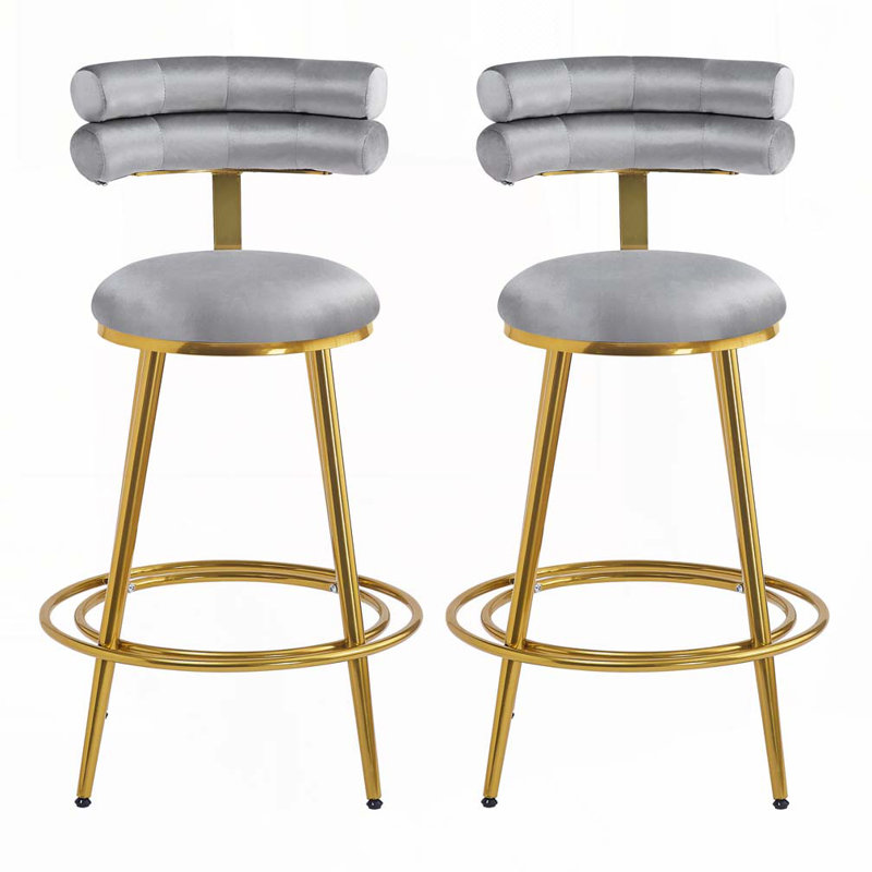 Upholstered Barstools, Dark Grey