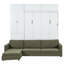 Grand lit escamotable mural avec canapé et tablettes, conception compacte pour une vie moderne et multifonctionnelle-759246942