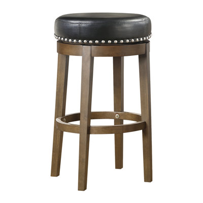 Tabourets de bar pivotants 2 pièces Oritz, siège en similicuir, garniture cloutée, structure en bois massif avec finition, rotation à 360 degrés, chaise de salle à manger 2 fonctions, revêtement, structure,