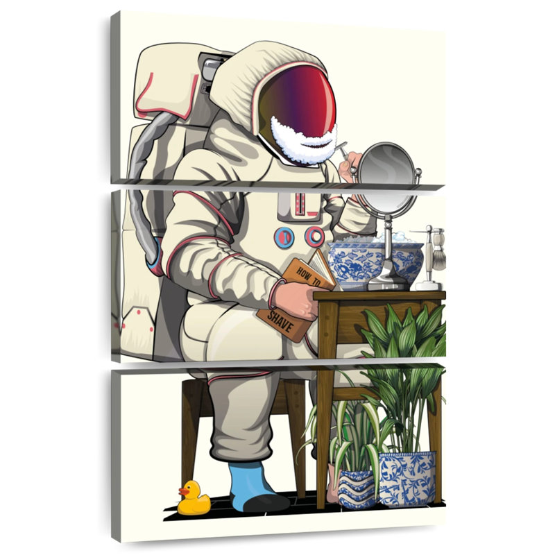 Ketti astronaute se rasant dans la salle de bain