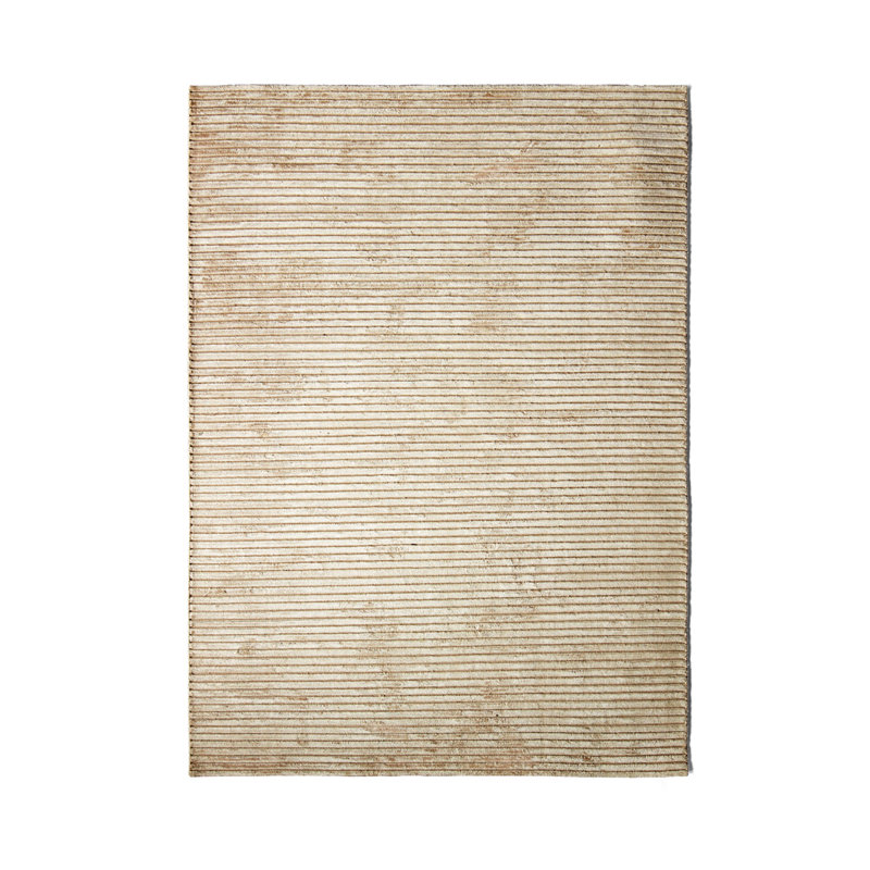 Houkime Tencel Striped Area Rug in Beige
