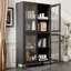Armoire de rangement classique en métal, vitrine avec 4 portes en verre