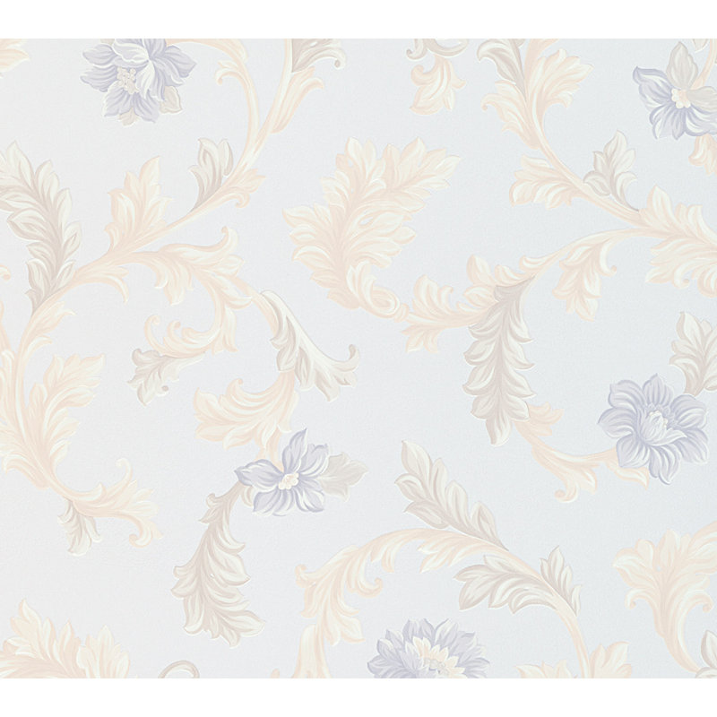 Neapolis 3 Trailing Floral Design 33' L x 21" W Wallpaper Roll, Blue/Cream
