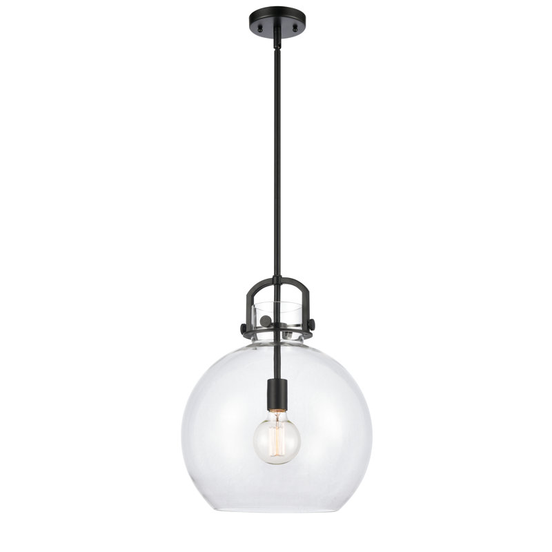Luminaire suspendu à 1 tige Sligo, Clair, H 17,63 po x l 14 po x P 14 po, Noir mat