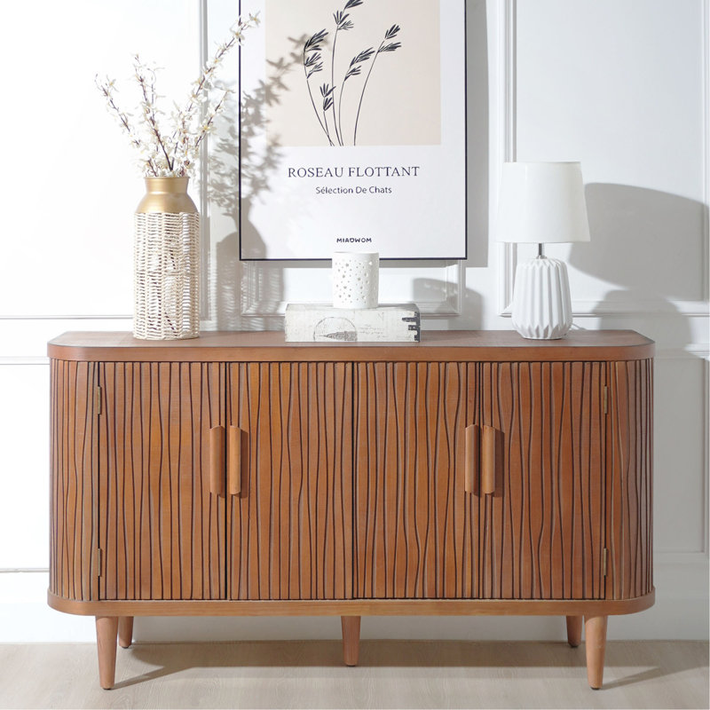 Armoire de rangement décorative, armoire d'appoint moderne avec tablettes réglables, buffet autoportant avec quatre portes, armoire décorative avec 4 portes pour le couloir du salon
