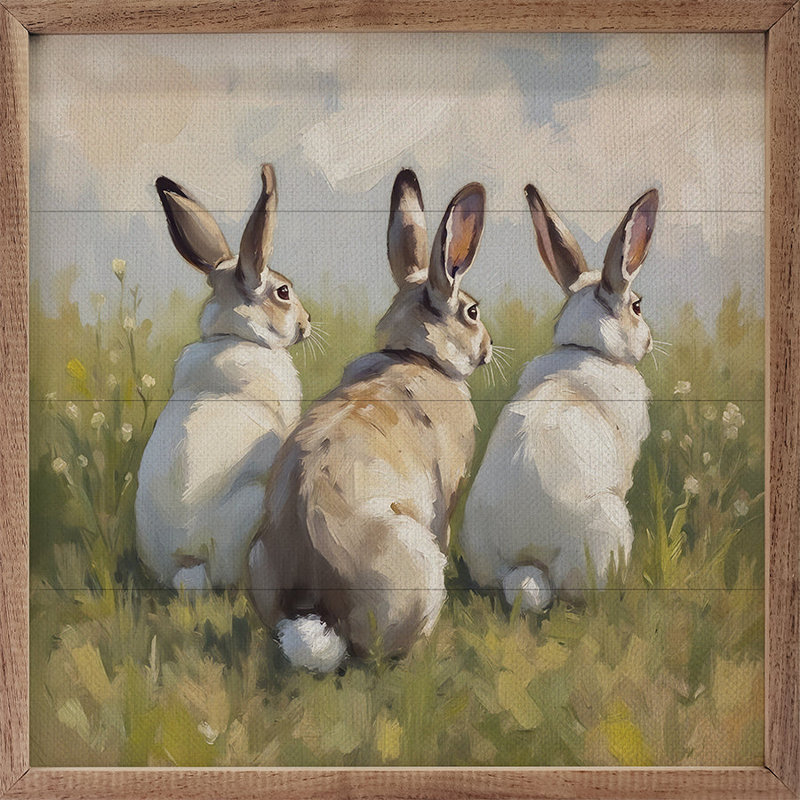 Three Bunnies In Field, H 4 po x l 4 po
