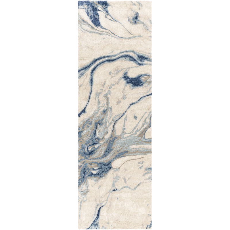 Kavita Abstract Hand-Tufted Area Rug in Blue, Rectangle 8' x 10'