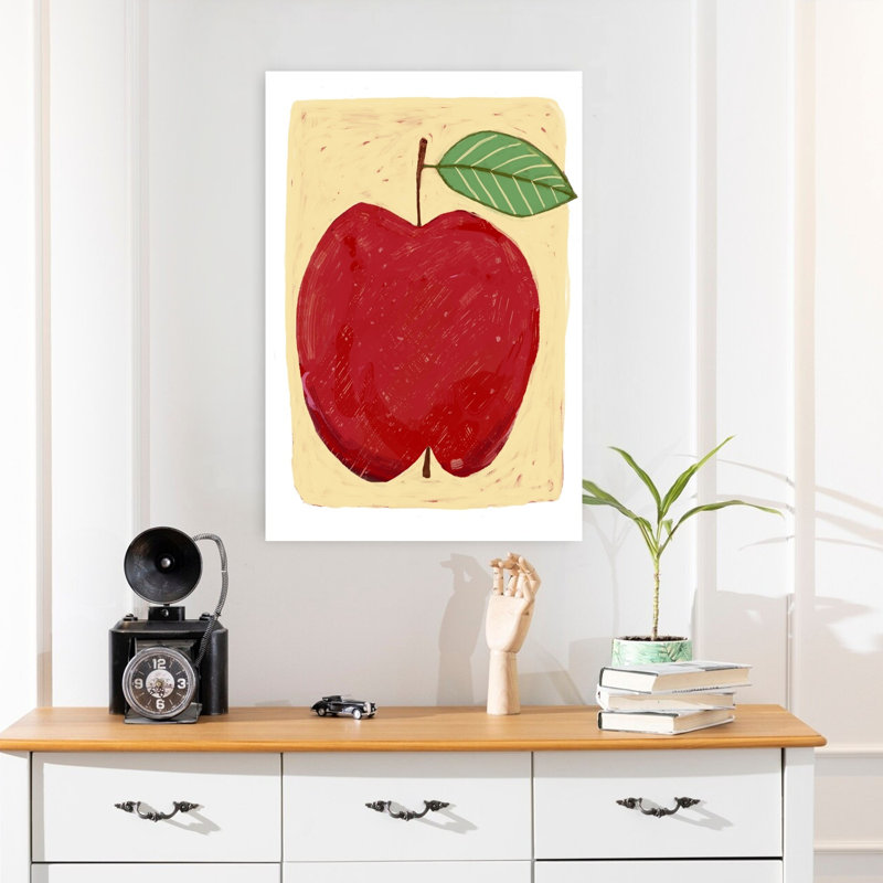 «Vibrant Rustic Apple», art abstrait de paysage de fruits rustiques biologiques, H 24 po x l 16 po