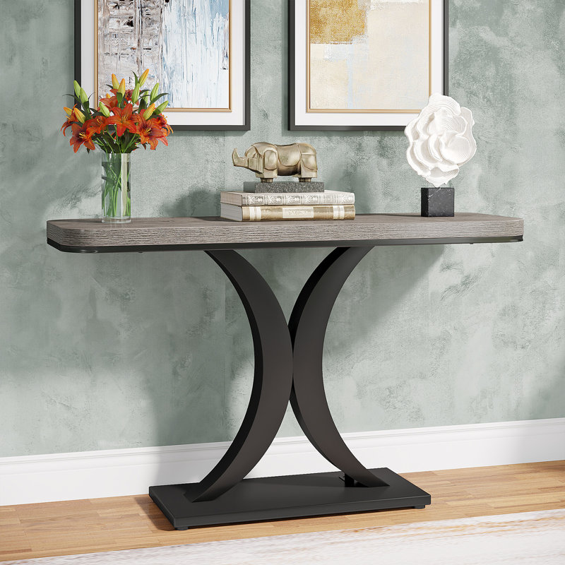 Evija 100cm Console Table, Grey, Black