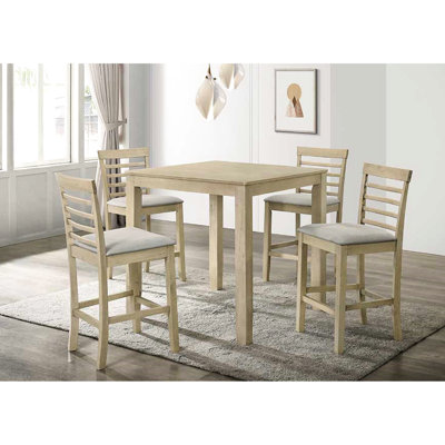 Ensemble de salle à manger 5 pièces - Table haute crème et quatre chaises fonctionnelles