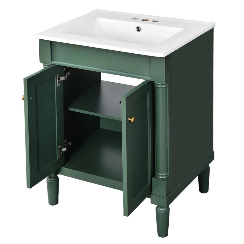 Meuble-lavabo de salle de bain avec options de rangement pratiques, Vert