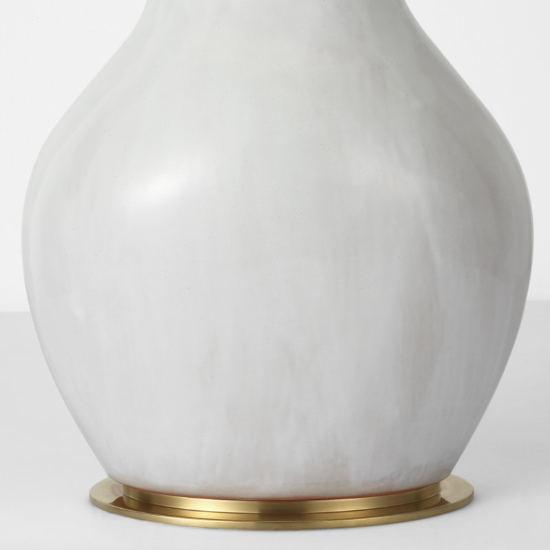 Thomas O'Brien Noppon 30" Table Lamp in Veiled White with Linen Shade