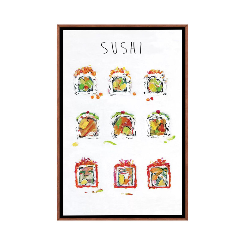 Sushi by Sally Swatland - Painting Print, 48" H x 32" W x 1.5" D, Classic Brown Wood Framed Canvas, No Mat