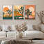 «Bright Orange Sun Desert Joshua Tree Southwestern», impression encadrée sur toile, 3 pièces-91874926-91874927