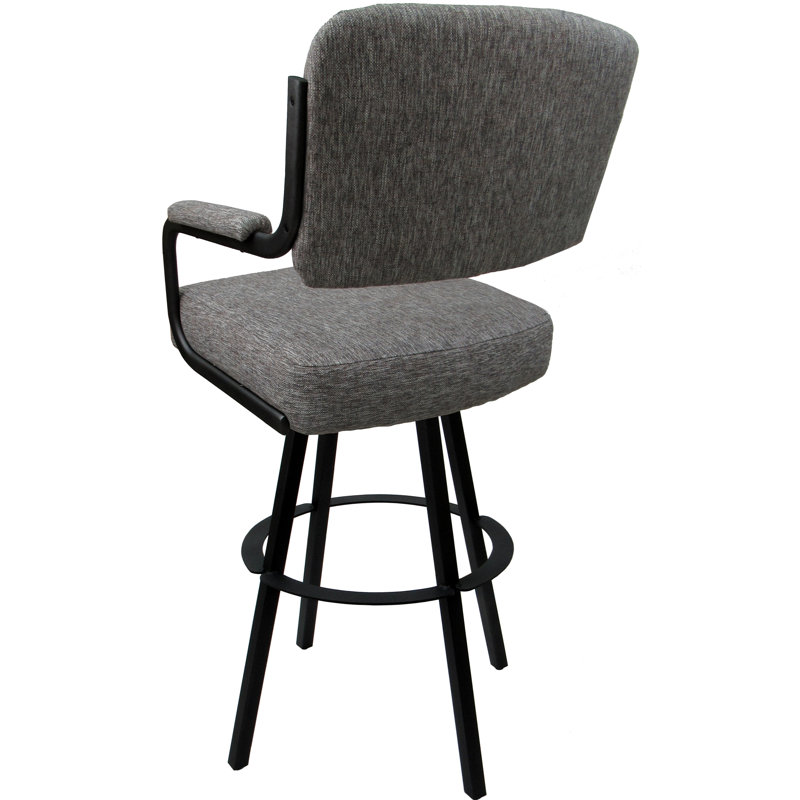 Tabouret pivotant rembourré Cessna, Noir, Gris, Counter Stool (26" Seat Height)