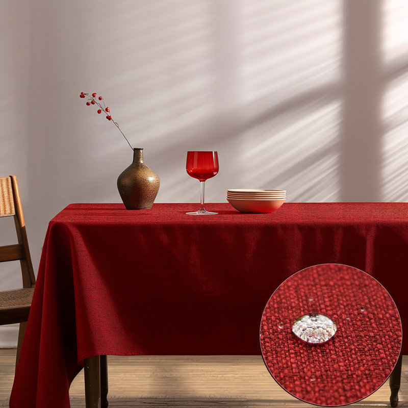 Joselyn Rectangle Thanksgiving Stain Resistant Tablecloth, 95" L x 55" W, Ruby Red