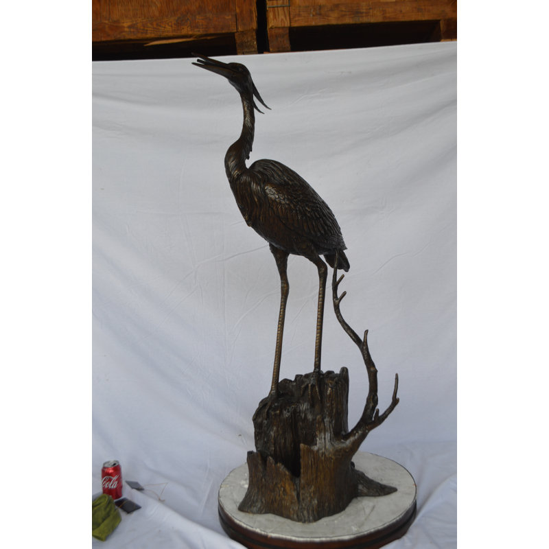 Copper and Metal Great Heron Perched Fountain