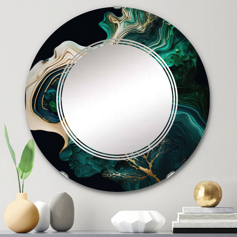 Pantalone Abstract Geode Marble I - Miroir mural abstrait en marbre, 24 po x 24 po
