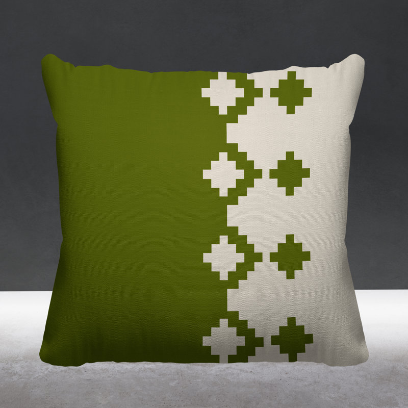 Coussin intérieur / extérieur Moki Southwestern, L 17 po x H 17 po, Chartreuse