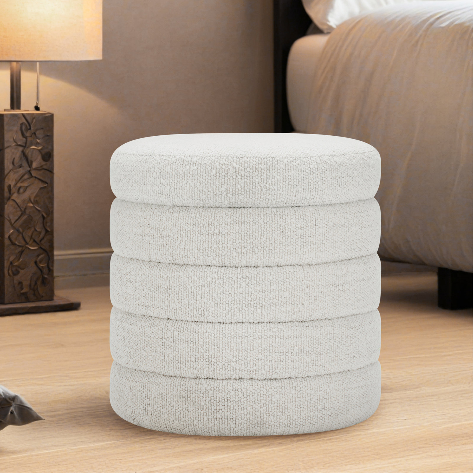 Neroli 19" Ottoman, Merino Pearl Performance Tweed