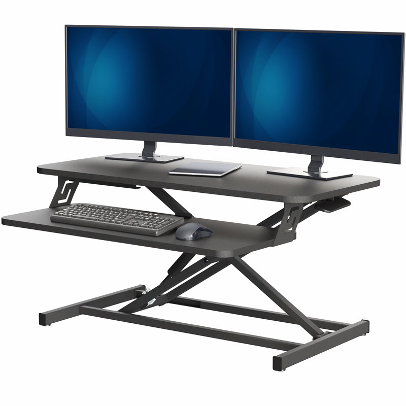 Black Adjustable 32'' Standing Desk Converter with Keyboard Tray