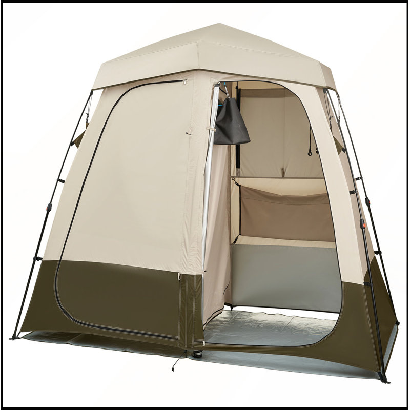 Tente de douche de camping avec 2 pièces d'intimité, conception pliable et protection solaire