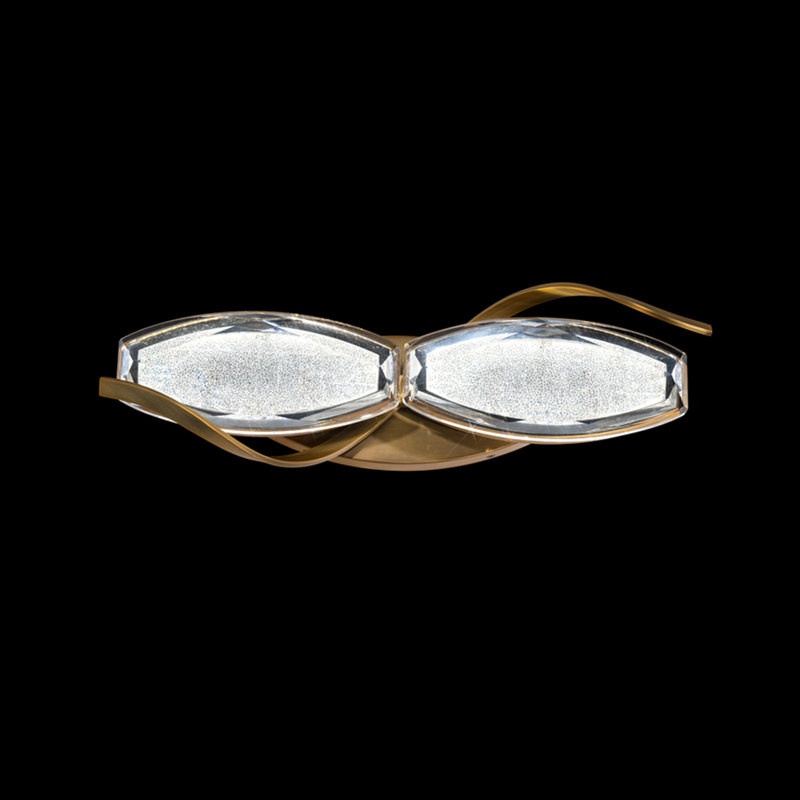 Bijoux 2 Light Crystal LED Bath Vanity & Wall Light, Aged Brass