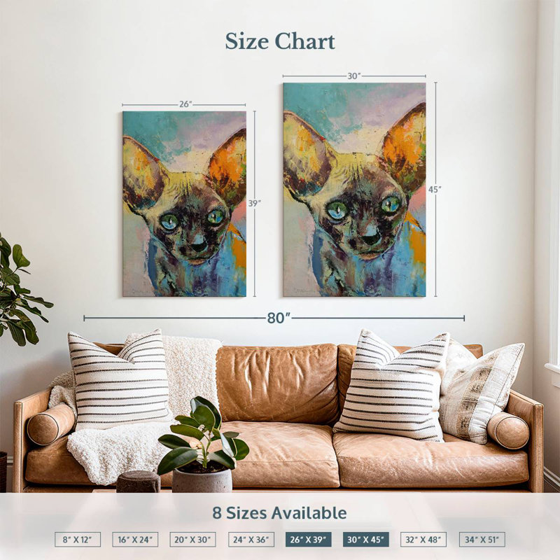 Brampt Sphynx Cat Portrait, 39" H x 26" W