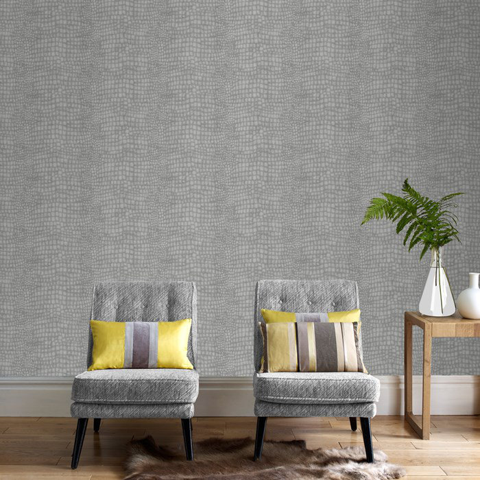 Superfresco Easy Crocodile Skin Effect Wallpaper, Grey