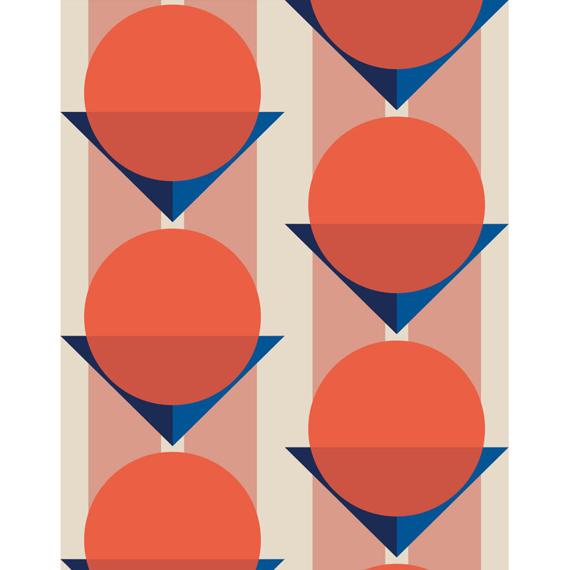 Bauhaus Geometric Wallpaper, Red