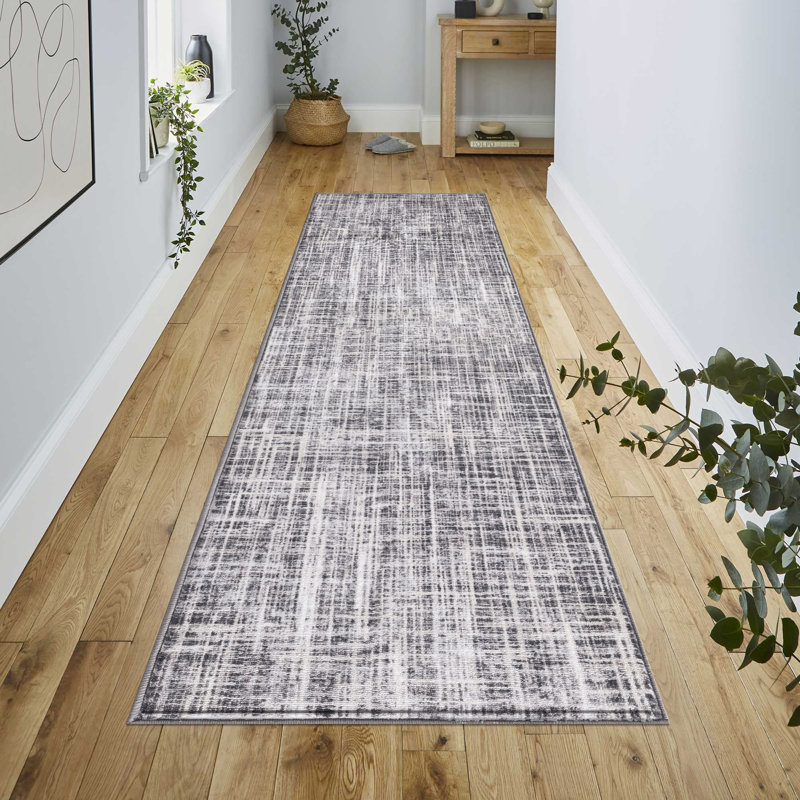 Lyanne Washable Non-Slip Gray Area Rug, Runner 2'2" x 7'