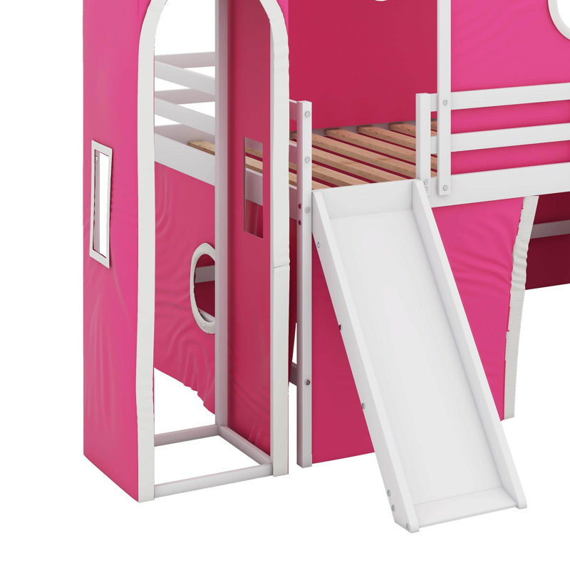 Lit mezzanine double avec glissade et tour