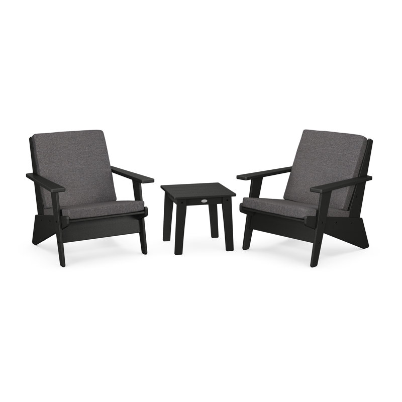 Ensemble de chaises modernes 3 pièces POLYWOOD x Sol 72, Revolution® gris anthracite cendré, Noir
