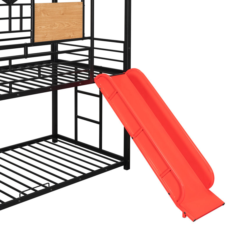 Anastaja Over Metal Bunk Bedmetal Housebed With Slide And Storage Stair With Slide