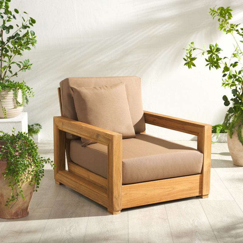 Montford Teak Patio Chair with Cushions, Brown