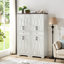 68 po. Meuble de rangement multifonctionnel pour salle de bain 68 po. L 23,7 po x l 15,0 po. H 68 po. Configuration blanc et noyer. Conçu pour les écrans de 60 à 69 pouces. Créé par panneau de particules +