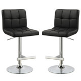 Wendin Square Pattern Adjustable Height Swivel Bar Stool, Set Of 2