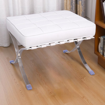Repose-pieds en cuir capitonné Classic avec structure en acier inoxydable