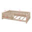 Lit plateforme simple avec garde-corps et tablettes de rangement, lit au sol avec clôture semi-fermée pour garçons filles-490775836-490775839
